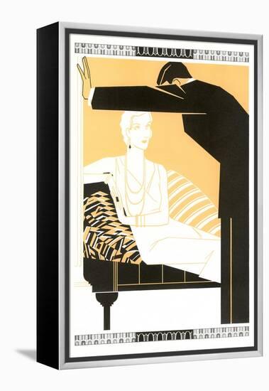 Elegant Couple Illustration-null-Framed Stretched Canvas