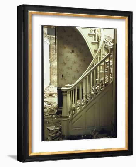 Elegant Curving Stairway Amid Rubble in Building under Demolition, in New York City-Walker Evans-Framed Photographic Print