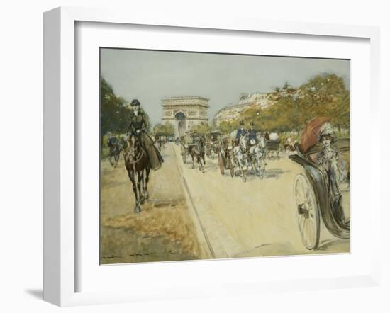 Elegant Figures before the Arc De Triomphe, Paris-Georges Stein-Framed Giclee Print