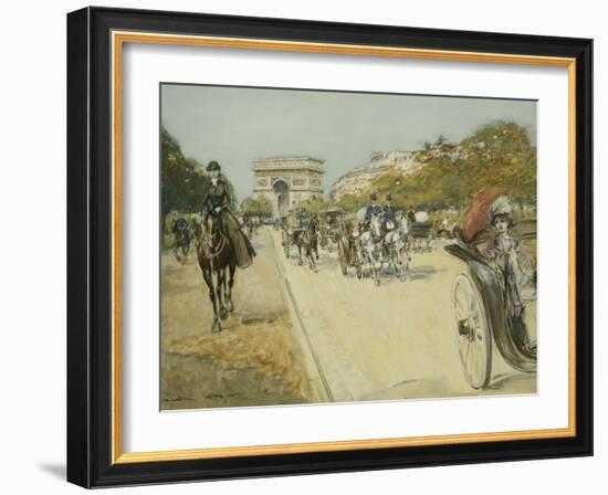 Elegant Figures before the Arc De Triomphe, Paris-Georges Stein-Framed Giclee Print