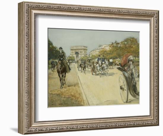 Elegant Figures before the Arc De Triomphe, Paris-Georges Stein-Framed Giclee Print