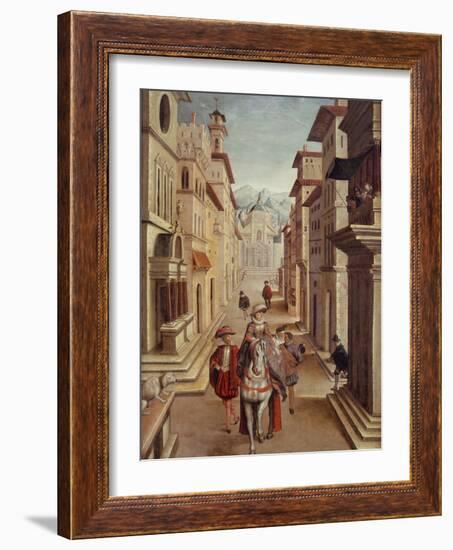 Elegant figures in an Italianate Renaissance Street-Sebastian Vrancx-Framed Giclee Print