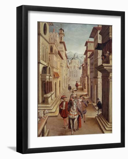 Elegant figures in an Italianate Renaissance Street-Sebastian Vrancx-Framed Giclee Print