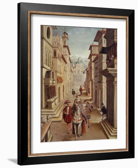 Elegant figures in an Italianate Renaissance Street-Sebastian Vrancx-Framed Giclee Print