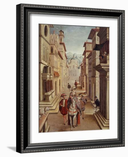 Elegant figures in an Italianate Renaissance Street-Sebastian Vrancx-Framed Giclee Print