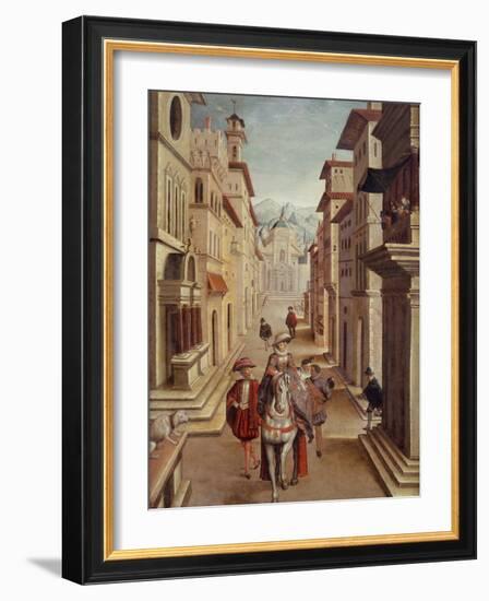 Elegant figures in an Italianate Renaissance Street-Sebastian Vrancx-Framed Giclee Print