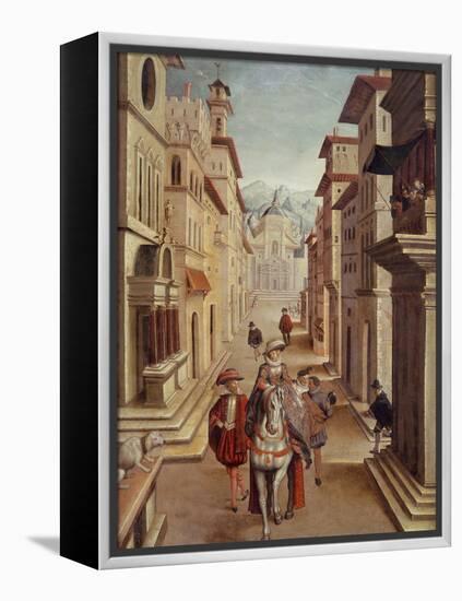 Elegant figures in an Italianate Renaissance Street-Sebastian Vrancx-Framed Premier Image Canvas