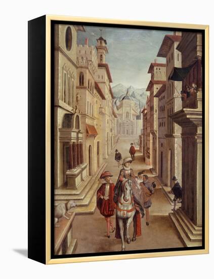 Elegant figures in an Italianate Renaissance Street-Sebastian Vrancx-Framed Premier Image Canvas