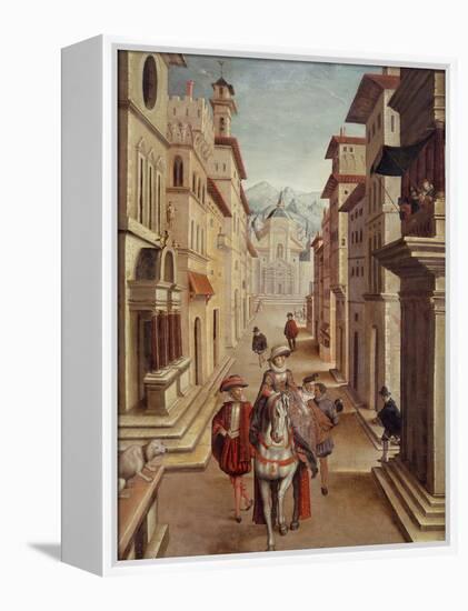 Elegant figures in an Italianate Renaissance Street-Sebastian Vrancx-Framed Premier Image Canvas