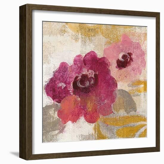 Elegant Fresco Floral Gold Flower II-Silvia Vassileva-Framed Art Print