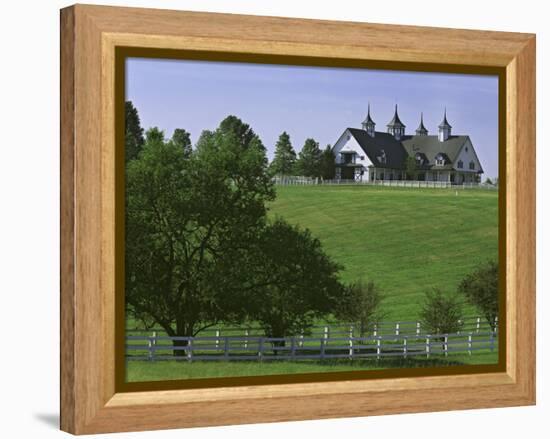 Elegant Horse Barn Atop Hill, Woodford County, Kentucky, USA-Dennis Flaherty-Framed Premier Image Canvas