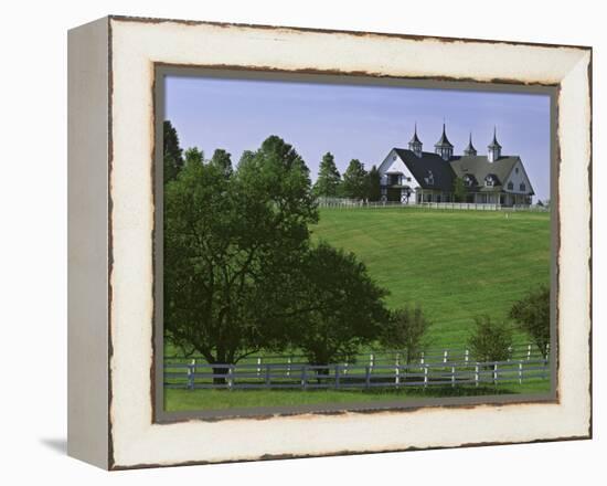Elegant Horse Barn Atop Hill, Woodford County, Kentucky, USA-Dennis Flaherty-Framed Premier Image Canvas