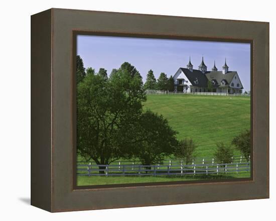 Elegant Horse Barn Atop Hill, Woodford County, Kentucky, USA-Dennis Flaherty-Framed Premier Image Canvas