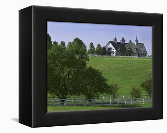 Elegant Horse Barn Atop Hill, Woodford County, Kentucky, USA-Dennis Flaherty-Framed Premier Image Canvas