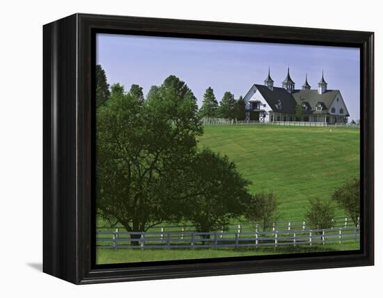 Elegant Horse Barn Atop Hill, Woodford County, Kentucky, USA-Dennis Flaherty-Framed Premier Image Canvas