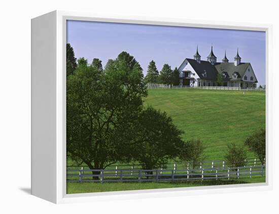 Elegant Horse Barn Atop Hill, Woodford County, Kentucky, USA-Dennis Flaherty-Framed Premier Image Canvas