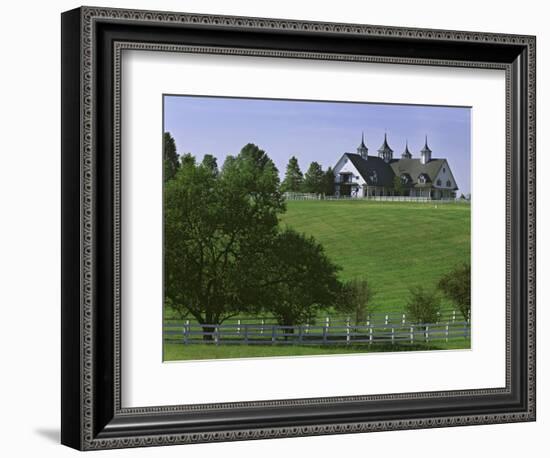 Elegant Horse Barn Atop Hill, Woodford County, Kentucky, USA-Dennis Flaherty-Framed Photographic Print