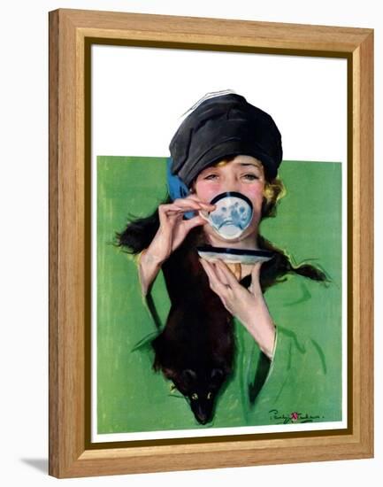 "Elegant Lady Drinking Cup of Tea,"February 20, 1926-Penrhyn Stanlaws-Framed Premier Image Canvas