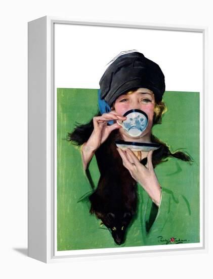 "Elegant Lady Drinking Cup of Tea,"February 20, 1926-Penrhyn Stanlaws-Framed Premier Image Canvas