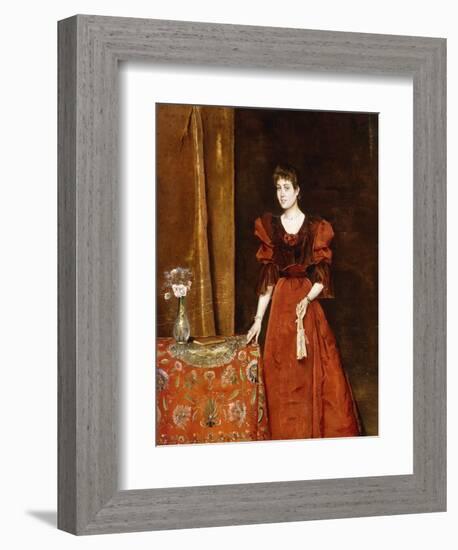 Elegant Lady Holding a Fan, 1893-Alfred Emile Léopold Stevens-Framed Giclee Print