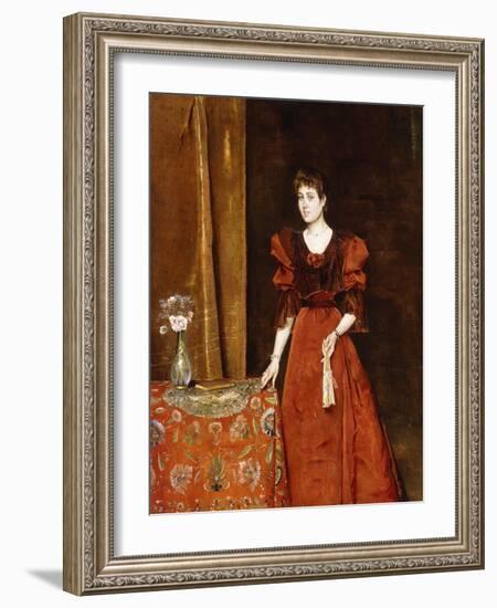 Elegant Lady Holding a Fan, 1893-Alfred Emile Léopold Stevens-Framed Giclee Print