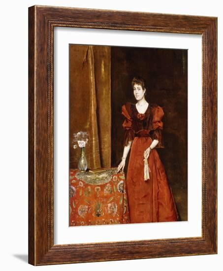 Elegant Lady Holding a Fan, 1893-Alfred Emile Léopold Stevens-Framed Giclee Print