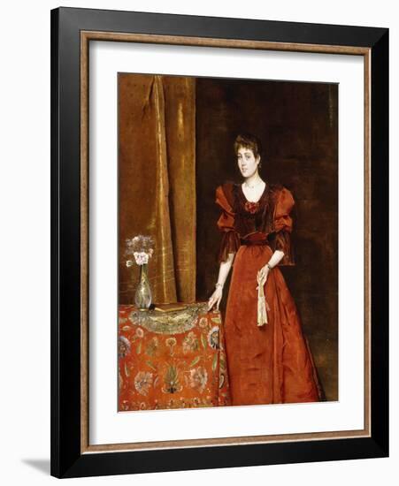 Elegant Lady Holding a Fan, 1893-Alfred Emile Léopold Stevens-Framed Giclee Print