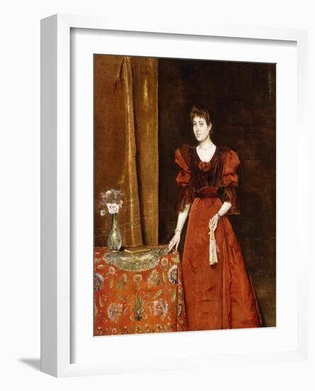 Elegant Lady Holding a Fan, 1893-Alfred Emile Léopold Stevens-Framed Giclee Print