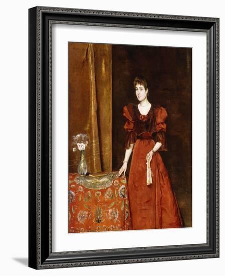 Elegant Lady Holding a Fan, 1893-Alfred Emile Léopold Stevens-Framed Giclee Print