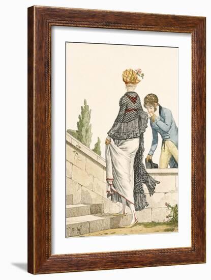 Elegant Lady's Walking Dress with Check Cape, 1789-Philibert Louis Debucourt-Framed Giclee Print