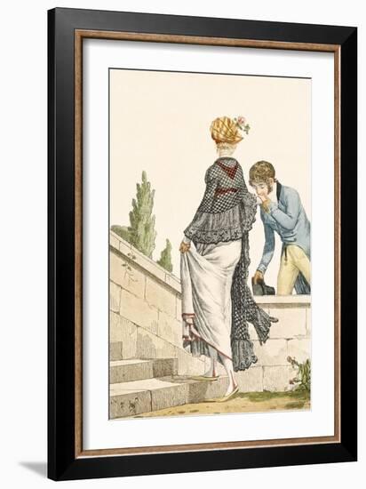 Elegant Lady's Walking Dress with Check Cape, 1789-Philibert Louis Debucourt-Framed Giclee Print