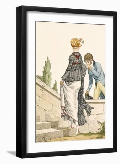 Elegant Lady's Walking Dress with Check Cape, 1789-Philibert Louis Debucourt-Framed Giclee Print