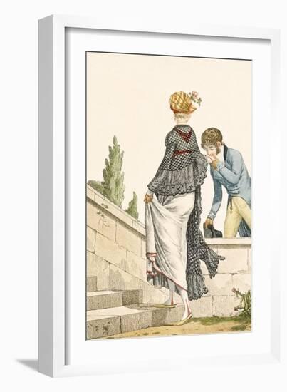 Elegant Lady's Walking Dress with Check Cape, 1789-Philibert Louis Debucourt-Framed Giclee Print