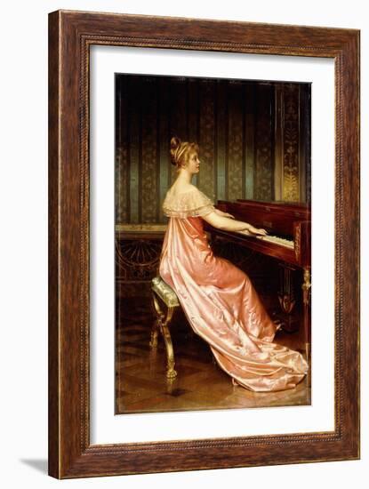 Elegant Lady Seated at Piano-Forte-Joseph Frederic Soulacroix-Framed Giclee Print