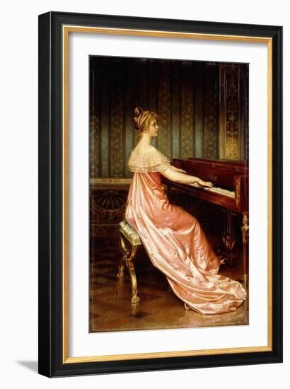 Elegant Lady Seated at Piano-Forte-Joseph Frederic Soulacroix-Framed Giclee Print