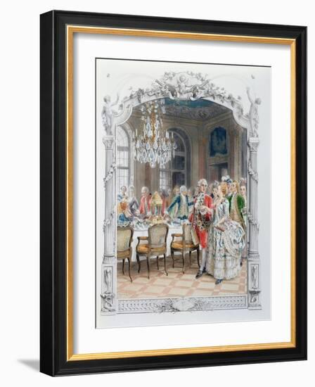 Elegant Meal During the Eighteenth Century-Maurice Leloir-Framed Giclee Print