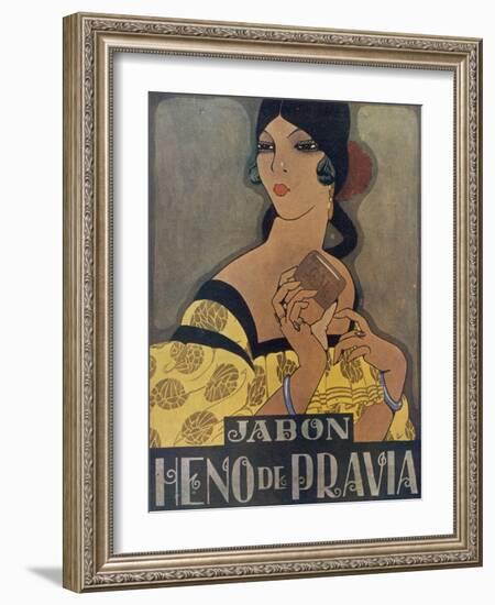 Elegant Spanish Woman in an Advertisement for Heno De Pravia Soap-null-Framed Photographic Print