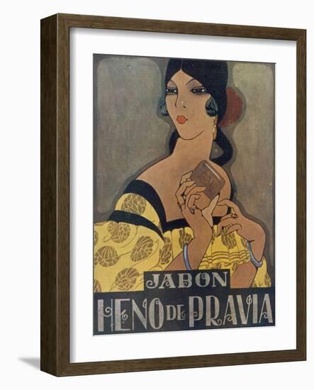 Elegant Spanish Woman in an Advertisement for Heno De Pravia Soap-null-Framed Photographic Print