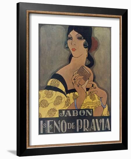 Elegant Spanish Woman in an Advertisement for Heno De Pravia Soap-null-Framed Photographic Print