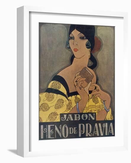 Elegant Spanish Woman in an Advertisement for Heno De Pravia Soap-null-Framed Photographic Print