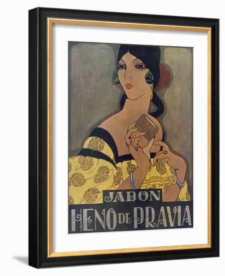 Elegant Spanish Woman in an Advertisement for Heno De Pravia Soap-null-Framed Photographic Print