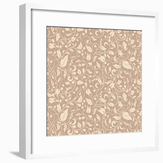 Elegant Stylish Abstract Floral Wallpaper.-Little_cuckoo-Framed Premium Giclee Print