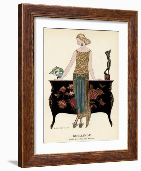 Elegant Woman in Visiting Dress 1922-Georges Barbier-Framed Photographic Print