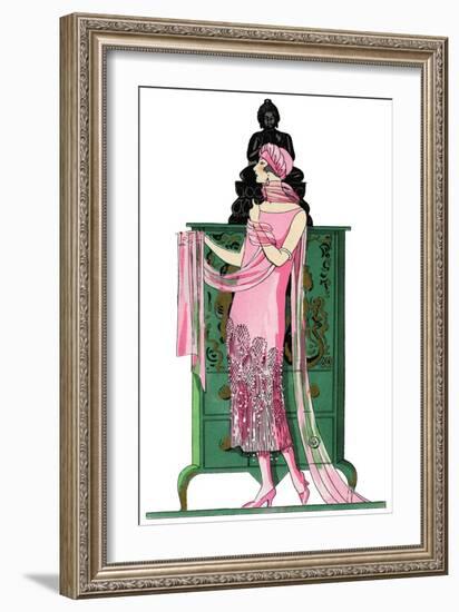 Elegant Woman in Visiting Dress by Beer-null-Framed Art Print