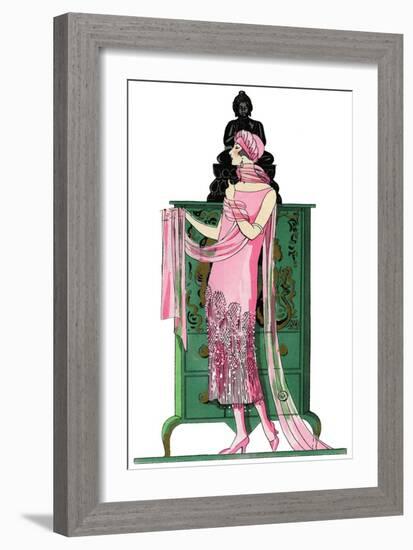 Elegant Woman in Visiting Dress by Beer-null-Framed Art Print