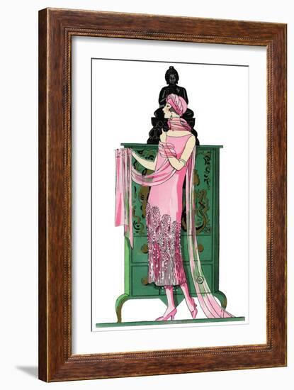 Elegant Woman in Visiting Dress by Beer-null-Framed Art Print