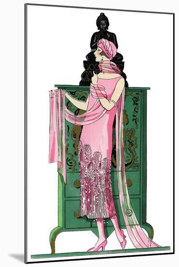 Elegant Woman in Visiting Dress by Beer-null-Mounted Art Print