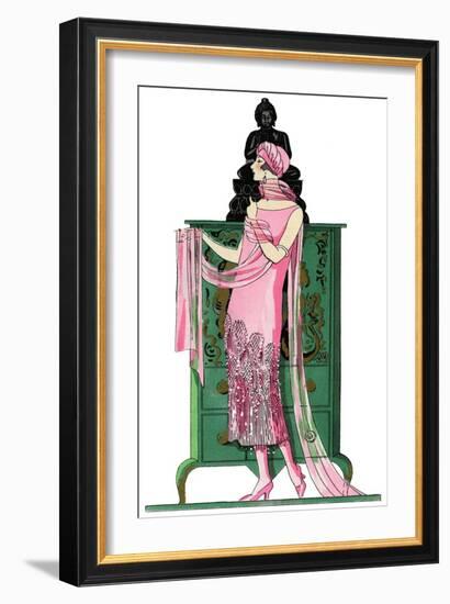 Elegant Woman in Visiting Dress by Beer-null-Framed Art Print