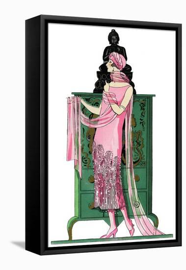 Elegant Woman in Visiting Dress by Beer-null-Framed Stretched Canvas