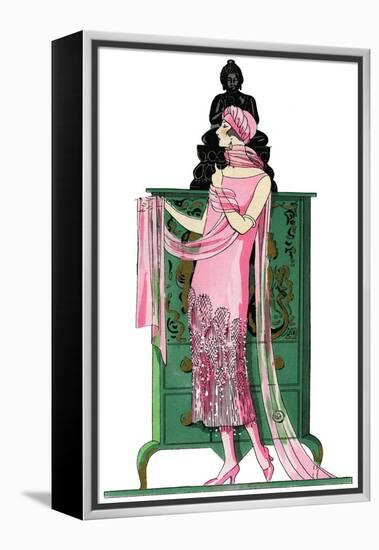 Elegant Woman in Visiting Dress by Beer-null-Framed Stretched Canvas